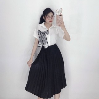 Áo sơ mi phối nơ cột cổ CN 2021