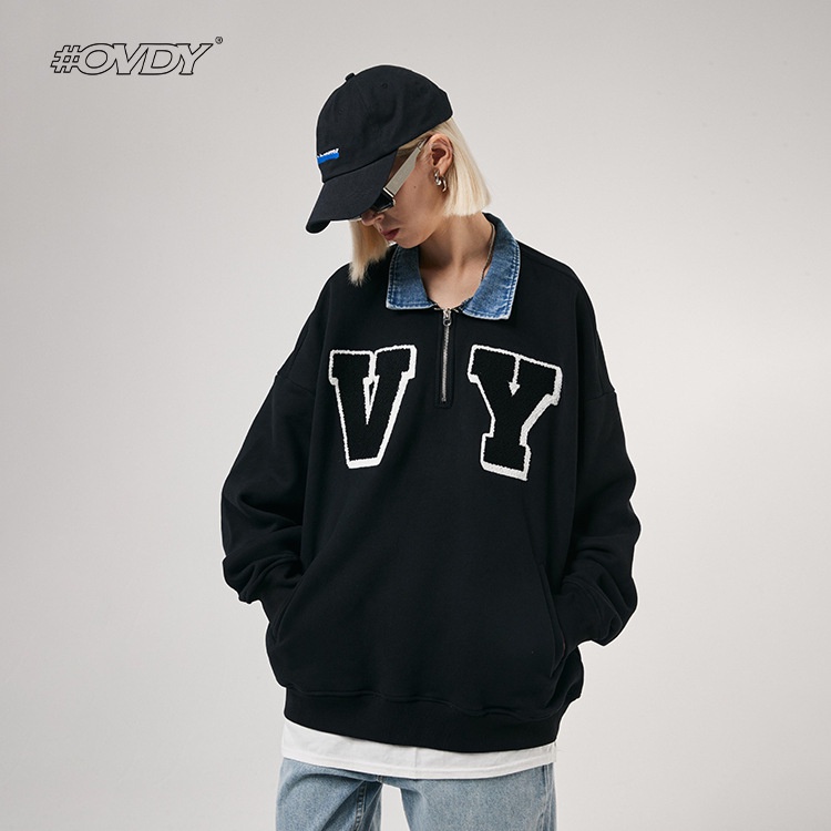 Áo Polo phối cổ Jean VY Chất Nỉ Ngoại KHÔNG XÙ Form Rộng Unisex