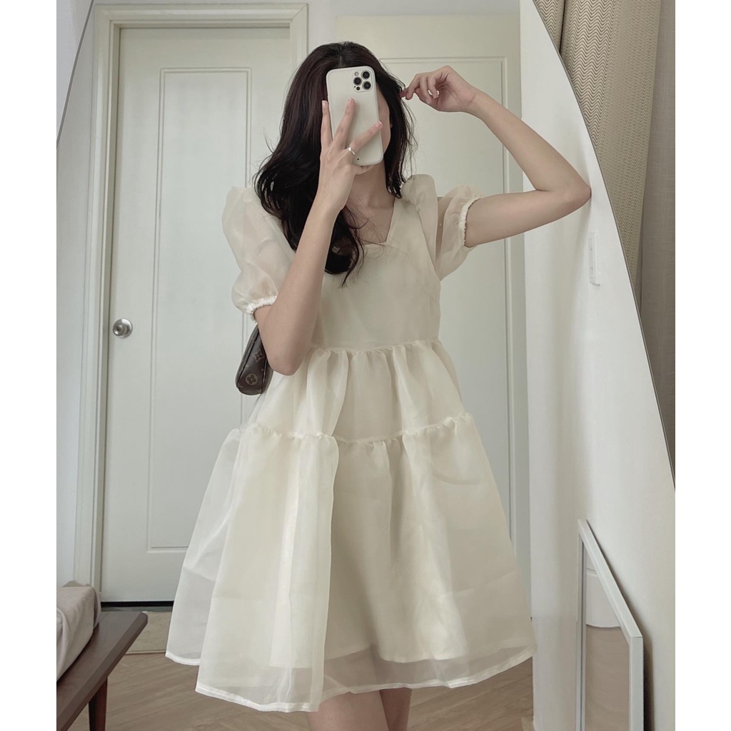 [Mã FAMARAL1 giảm 10K đơn 50K] V079 Váy tơ babydoll tay bồng | BigBuy360 - bigbuy360.vn