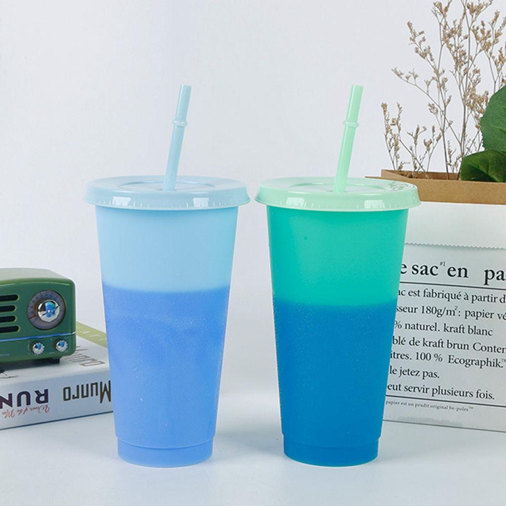1 Cốc Uống Nước Có Thể Tái Sử Dụng Kèm Ống Hút Thay Đổi Màu Sắc Thân Thiện Với Môi Trường