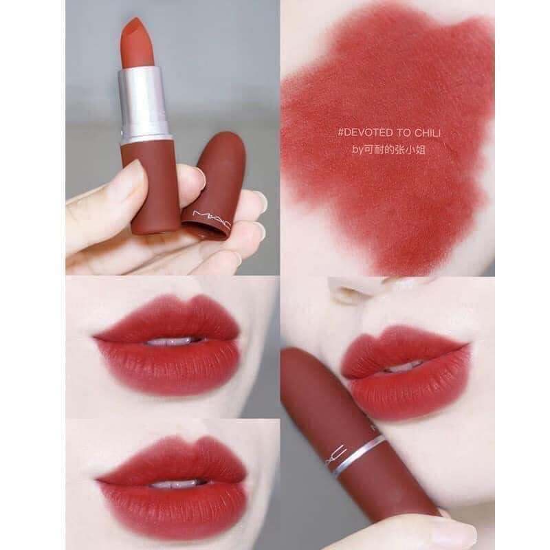 CHÍNH HÃNG- Son MAC POWDER KISS LIMITED VỎ ĐỎ 316/991 devoted to chilli/ 314/989 Mull it over