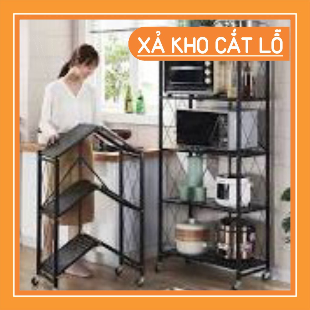 GIÁ TỐT NHẤT KỆ ĐỂ ĐỒ Trong bếp GẤP GỌN 4 tầng đa năng có bánh xe xoay 360 độ, thép CARBON, SƠN TĨNH ĐIỆN BÓNG 5 lớp xịn