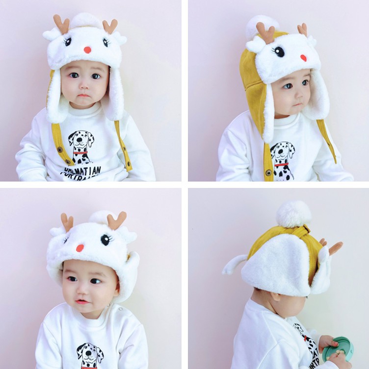 Mũ Len Trùm Đầu Giữ Ấm Kiểu Dáng Đáng Yêu Cho Bé