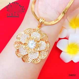 Dây chuyền nữ dạng mì dẹp mặt hoa mai lưới đính đá tròn giữa cao cấp Orin D4032