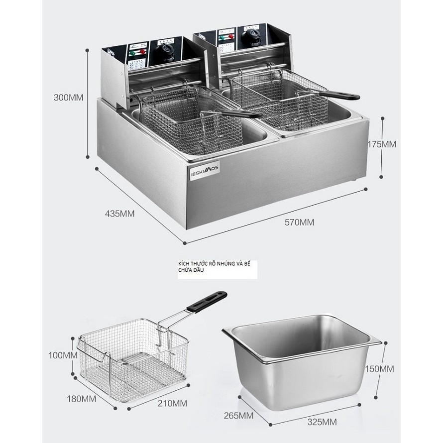 [Mã ELHADEV giảm 4% đơn 300K] Bếp chiên đôi công nghiệp