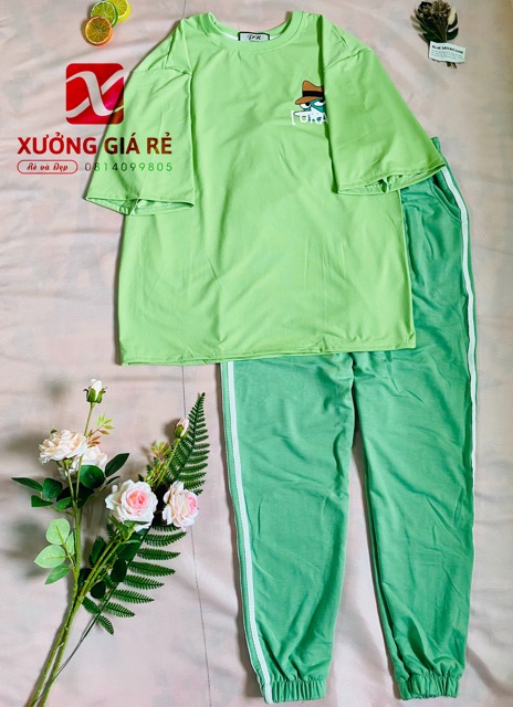 SET DÀI CARTOON QUẦN JOGGER XANH