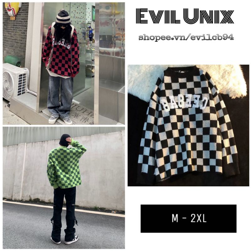 Áo len caro style hiphop 3 màu đen đỏ xanh unisex nam nữ