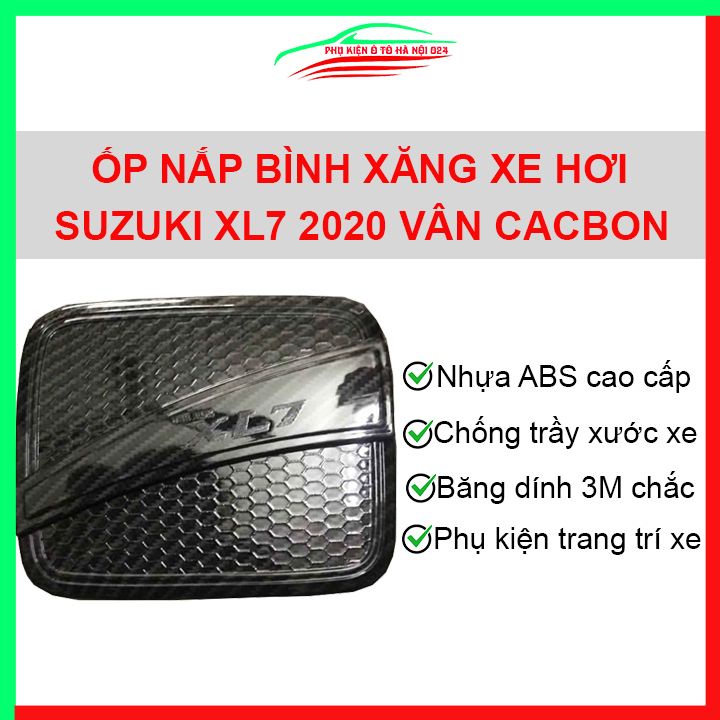 Ốp nắp xăng Suzuki XL7 2020 2021 vân cacbon bảo vệ chống trầy trang trí ô tô