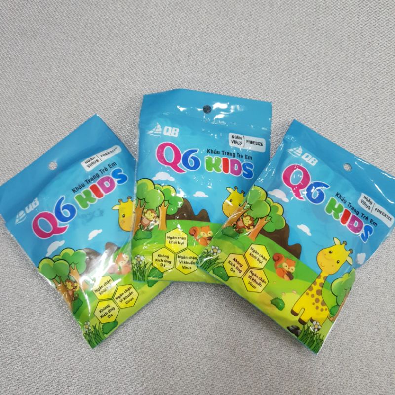 Khẩu trang 5D Cho bé 1-5 tuổi có lớp kháng khuẩn, túi 10 cái, cho bé dưới 21kg