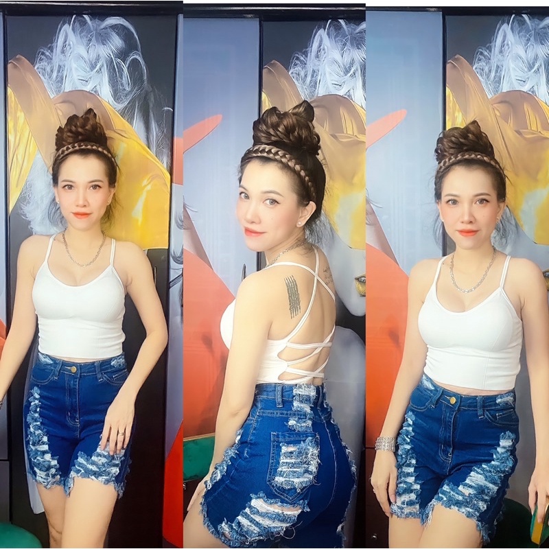 Áo croptop đan dây lưng 🤣a.35