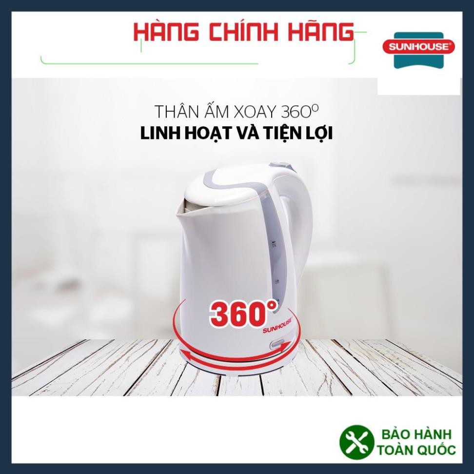 ẤM SIÊU TỐC, BÌNH ĐUN SIÊU TỐC SUNHOUSE SHD1300, 1,8 LÍT, NHỰA CHỊU NHIỆT SIÊU BỀN, BẢO HÀNH TOÀN QUỐC 1 NĂM