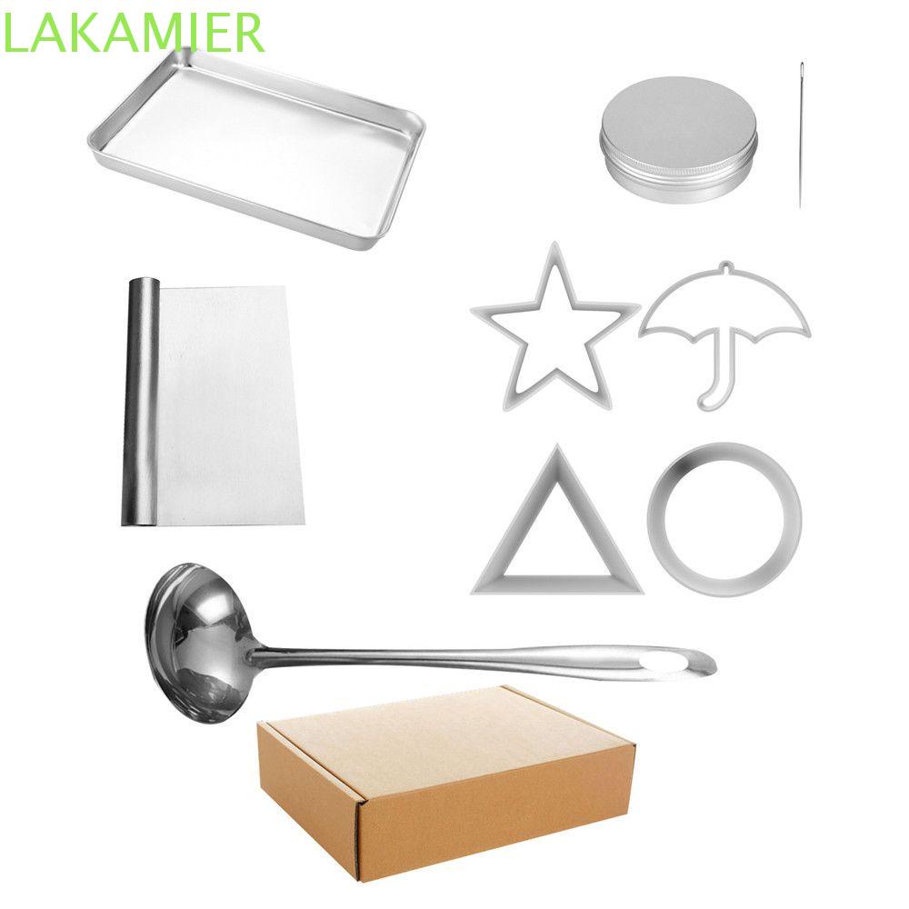 LAKAMIER Khuôn làm bánh quy/kẹo hình dạng con mực phong cách Dalgona Ppopgi bằng thép không gỉ