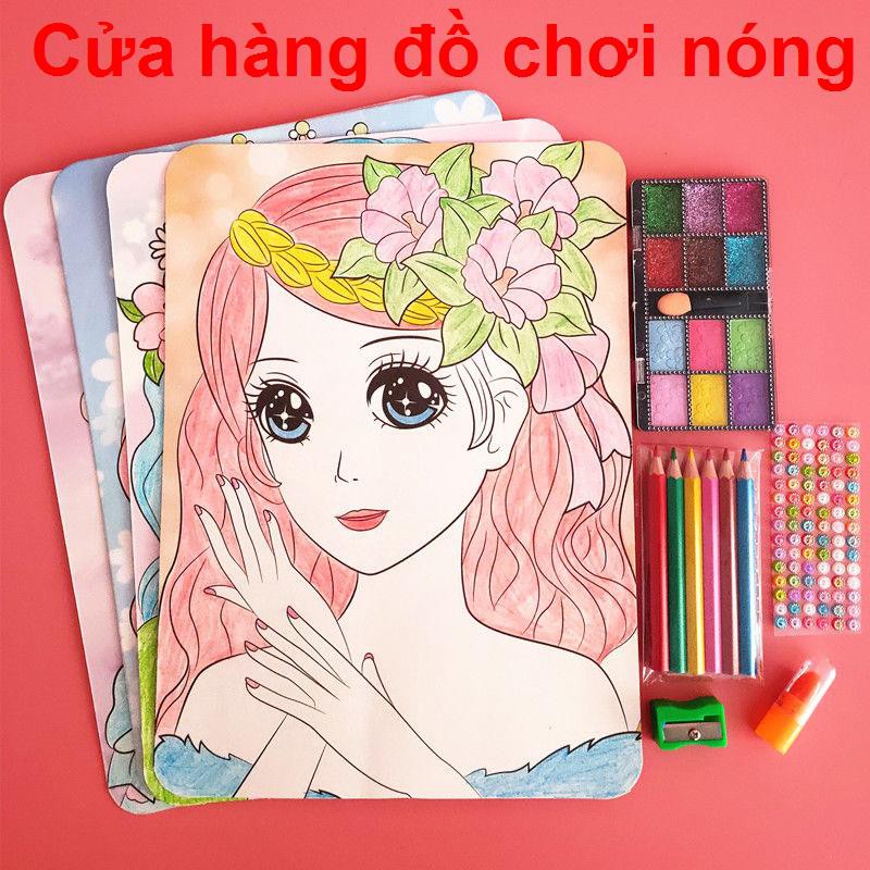 Trẻ em trang điểm graffiti cô gái set đồ chơi công chúa tô màu cho mới biết đi hướng dẫn sử dụng vẽ nước