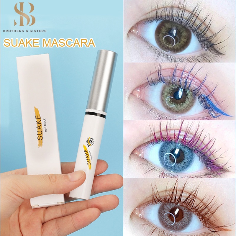 4 colors Mascara không thấm nước làm cong mi dài mi đầu cọ mảnh mascara trang điểm mỹ phẩm