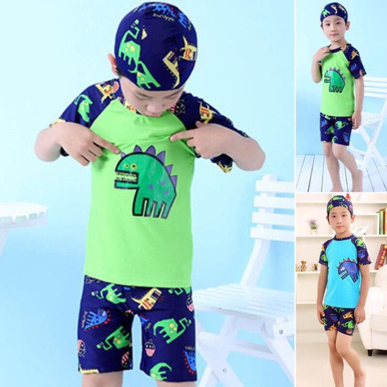 Bộ bơi kèm mũ cho bé trai Kids Fashion, đồ bơi bé trai kèm mũ 10kg-22kg Mun Kids