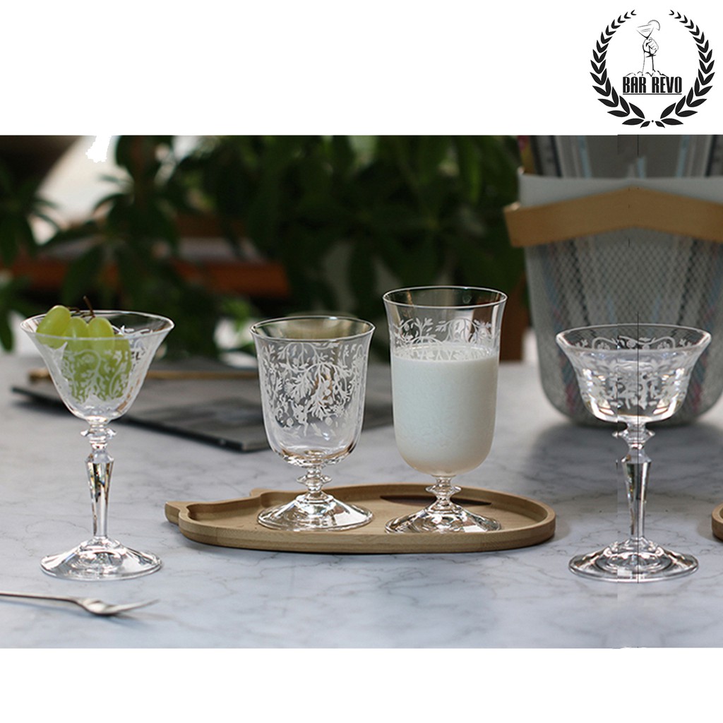 Cocktail martini Japan style glass- Ly thủy tinh họa tiết