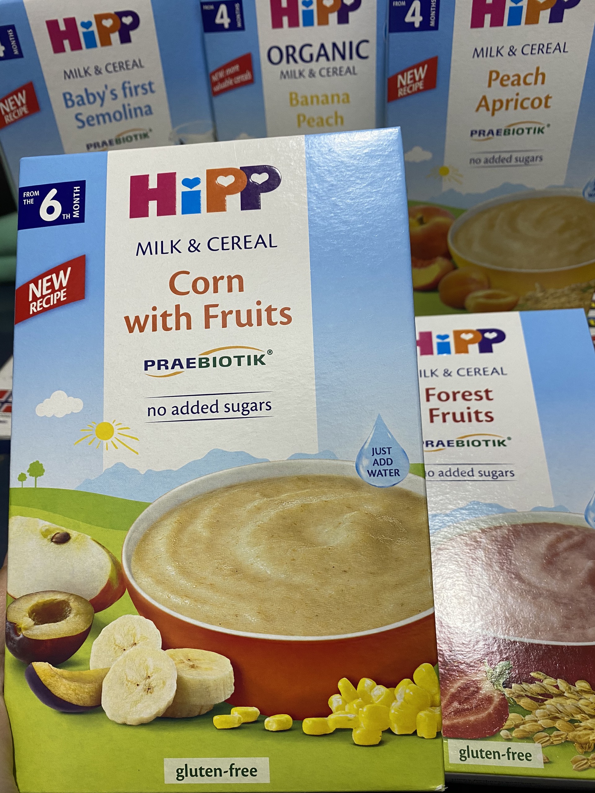 Bột Ăn Dặm Ngũ Cốc Bắp , Hoa, Qủa Chứa Sữa  HIPP 250g ( 6 tháng tuổi )