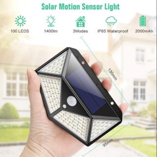 Đèn Led năng lượng Mặt Trời 100LED cảm ứng chuyển động 4 mặt.