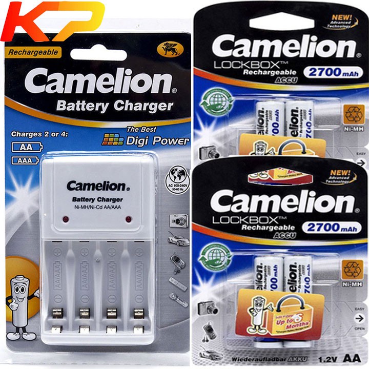 BỘ SẠC CAMELION 1010B KÈM 4 PIN SẠC AA CAMELION 2700MAH