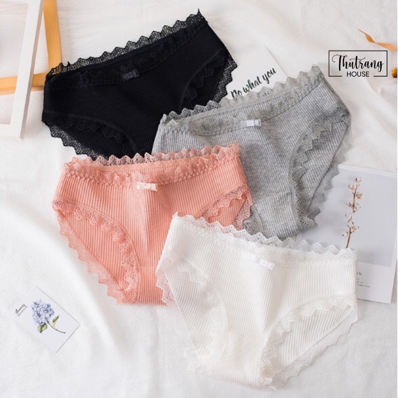 Quần Lót Nữ Cotton tăm cao cấp nâng mông ren sexy, quần chip đính nơ sợi tre kháng khuẩn đẹp dễ thương M01 | BigBuy360 - bigbuy360.vn