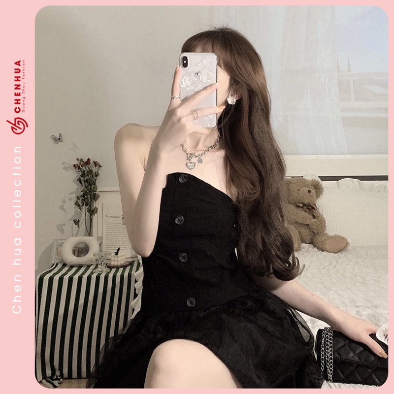 Váy cúp ngực HUAHUA đầm bánh bèo dáng xòe hai lớp dễ thương VT31