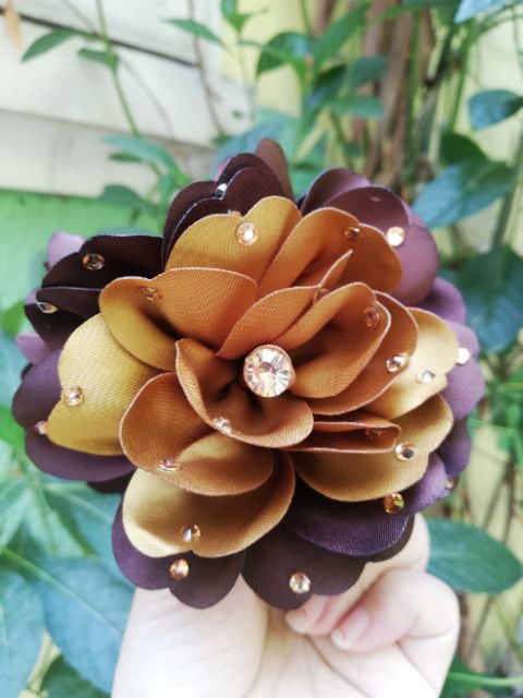 Kẹp gắp tóc đính hoa vải to dạng kẹp càng cua 5 răng