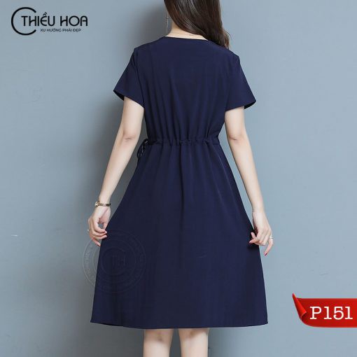 Đầm Kaki Lụa Dáng Suông Có Thắt Eo Trung Niên Thiều Hoa P151
