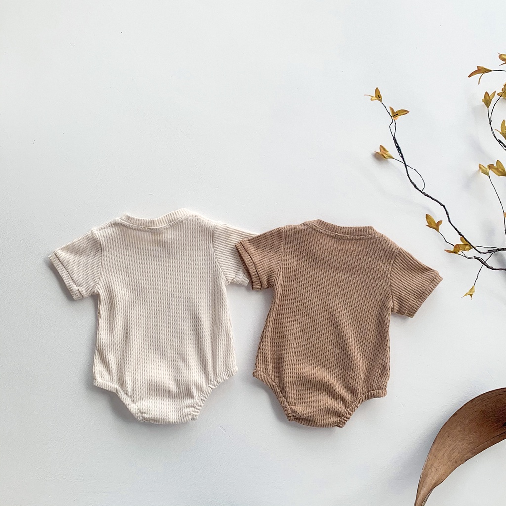 Bộ Áo Liền Quần Tay Ngắn Chất Liệu Cotton Thời Trang Mùa Hè Cho Bé