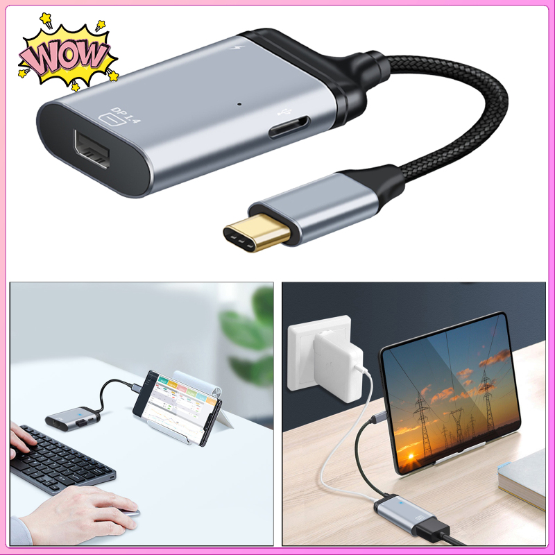 [SAKURA HOME]Portable 4 in 1 4K Cable USB 2.0 Type C to HDMI Adapter Mini Hub VGA DP for  Pro HDMI to USB C Adapter