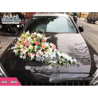 Hoa Lụa Trang Trí Xe Cưới HG-045 (gắn giác hút chân không) - Hoa đầu xe - tặng 8 nơ