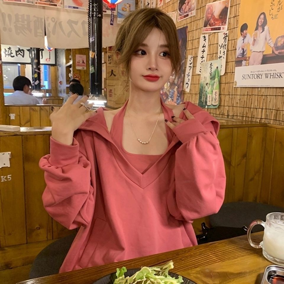 COZOK Set áo hoodie không tay + áo khoác ngoài thời trang dành cho nữ