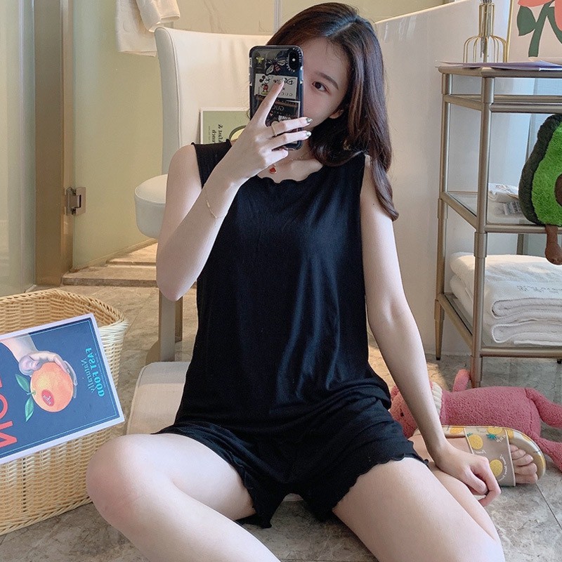 Đồ bộ nữ cotton mặc nhà, bộ ngủ thun mỏng áo 3 lỗ quần đùi Gupin | BigBuy360 - bigbuy360.vn