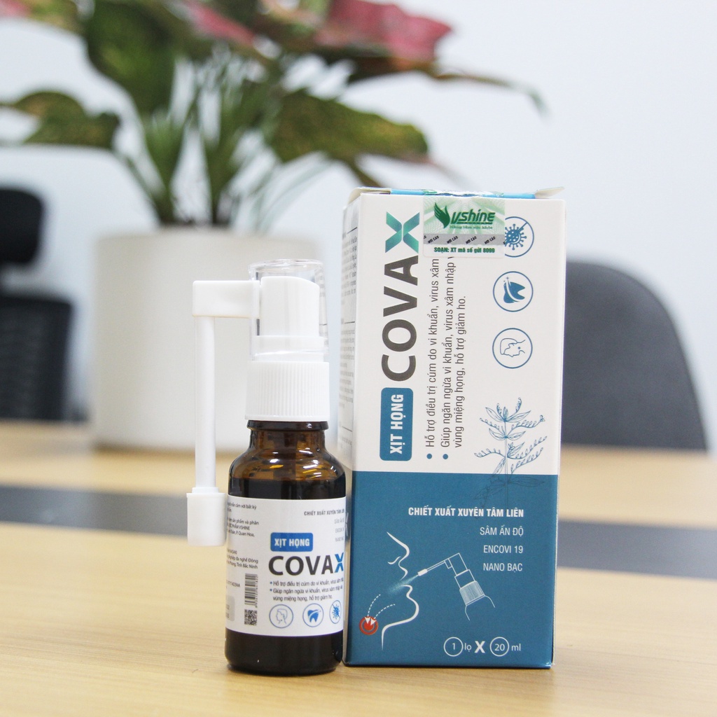 Xịt họng Covax 20ml - Xịt họng có chứa Xuyên Tâm Liên giúp giảm ho do viêm họng, viêm phế quản