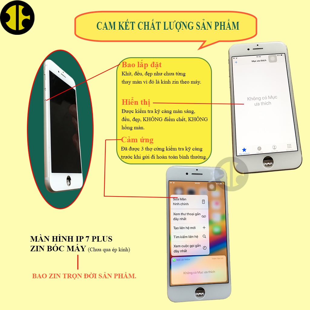 Màn hình dùng cho ĐT 7 Plus ZIN BÓC MÁY 100% hơi xước nhẹ đẹp 98%