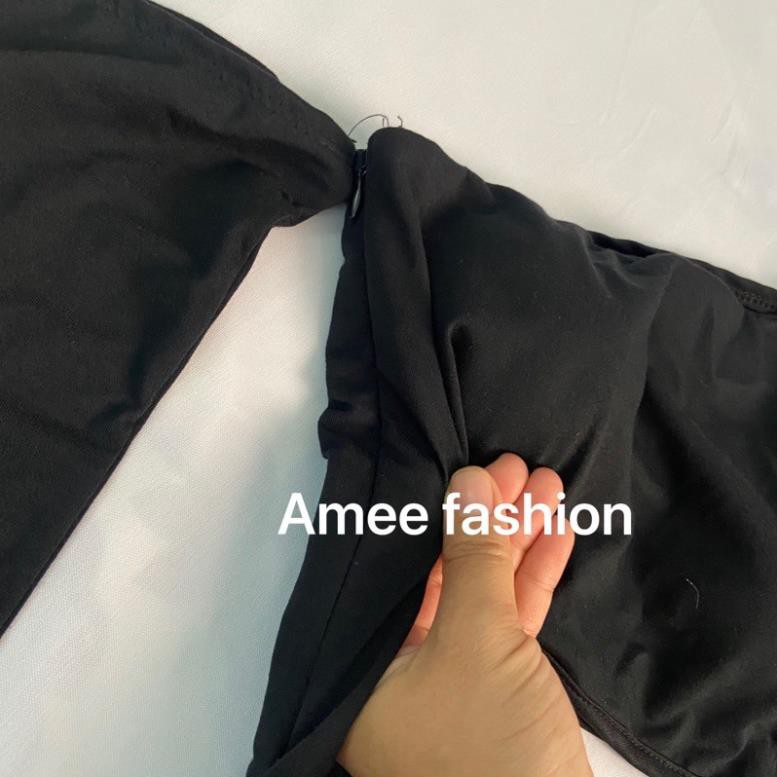 Váy đầm nữ body tay dài lệch vai khoét eo (có mút ngực) HT01 | BigBuy360 - bigbuy360.vn