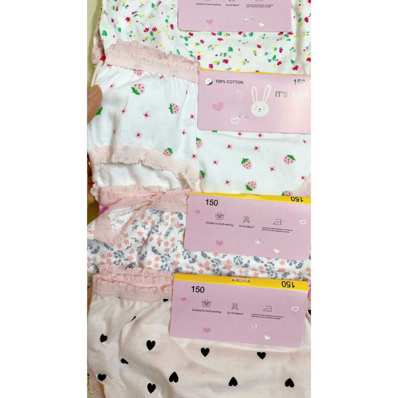 Quần lót/ quần chip cotton hoạ tiết bé gái_Set 12 cái (Hàng sẵn)