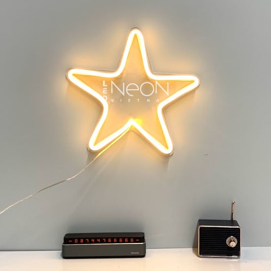 Đèn Neon | NGÔI SAO | KT 22x22cm | tặng Miếng Dán , tặng ADAPTER , tặng 1,5m Dây Điện Tàng Hình |