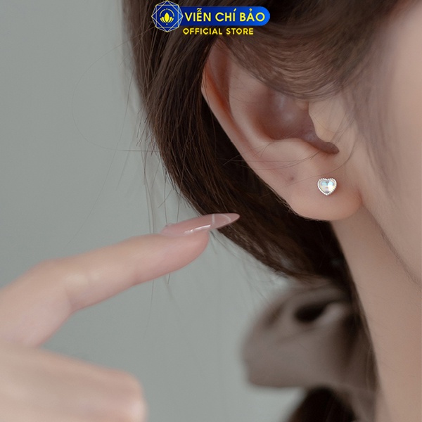 Bông tai bạc nữ trái tim chất liệu bạc 925 thời trang phụ kiện trang sức nữ Viễn Chí Bảo B400266
