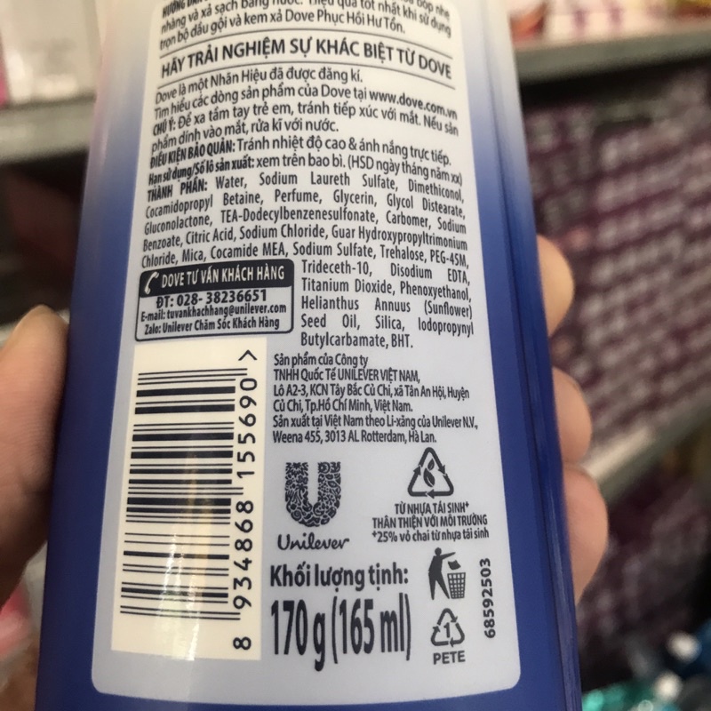 Dầu gội Dove phục hồi hư tổn 170g