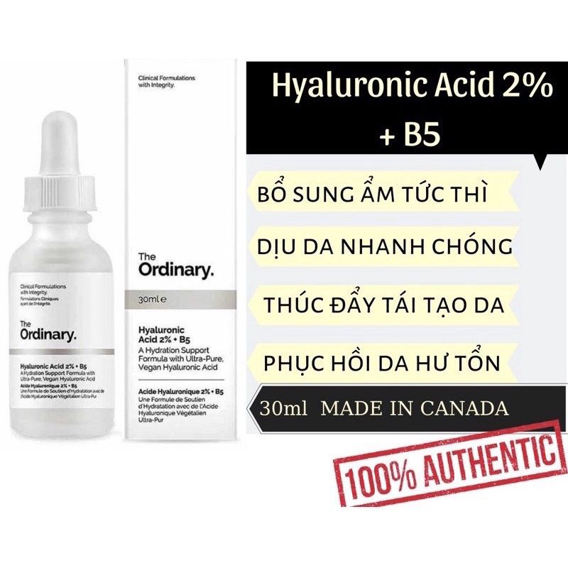 Serum cấp ẩm và phục hồi da The Ordinary Hyaluronic Acid 2% + B5 30ml