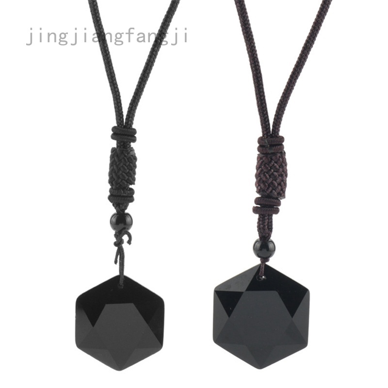 Jingjiangfangji vòng cổ mặt đá Obsidian lục giác bán chạy cho nam và nữ