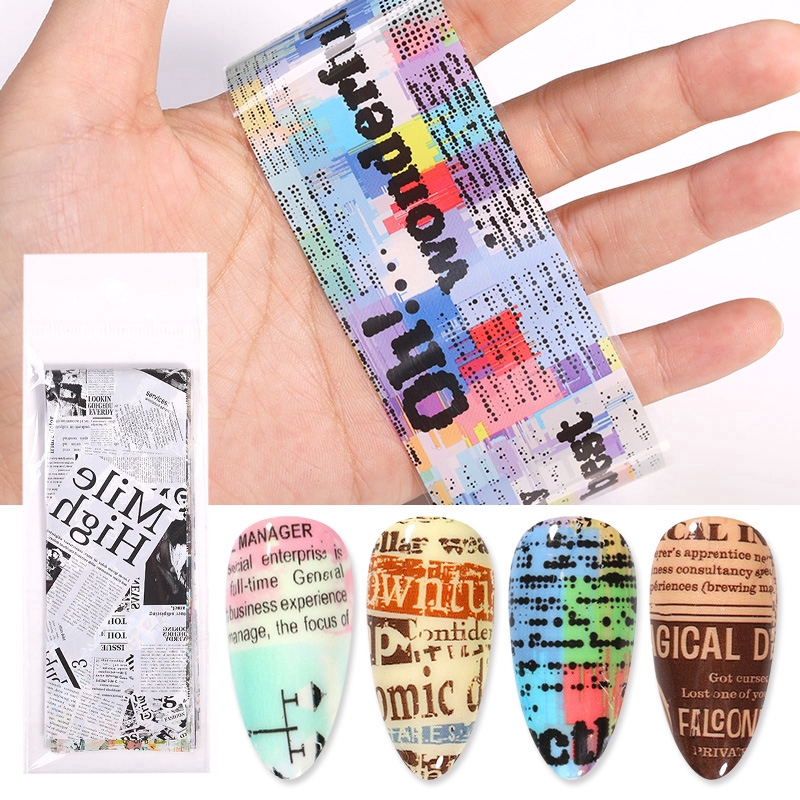 [Hàng mới về] Bộ giấy dán trang trí móng tay hình chữ retro