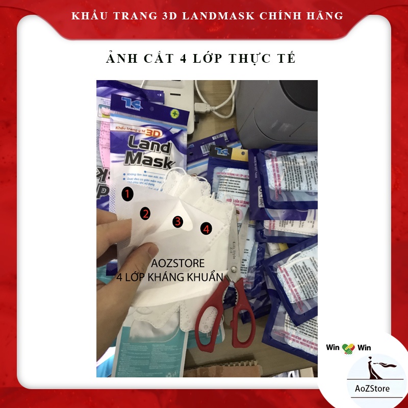 Khẩu trang 3d Landmask kf94 kháng khuẩn chính hãng 4 lớp người lớn và trẻ em gói 6 cái