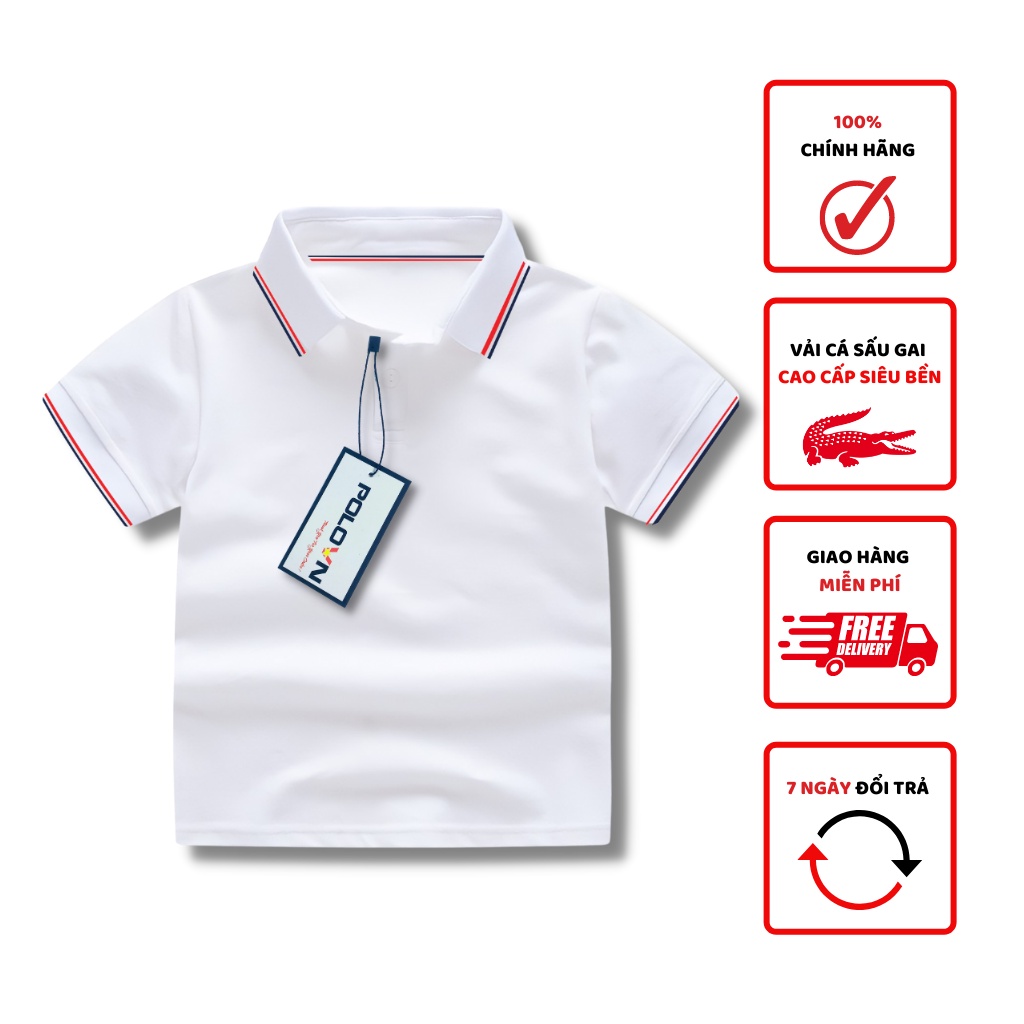 Áo polo Việt Nam Trẻ Em cổ bẻ , nhiều màu - vải cá sấu, không xù lông, không ra màu, co giãn thoải mái, thấm hút mồ hôi