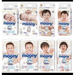 Tã/Bỉm Moony Natural nội địa Nhật Bông Organic dán/quần NB63/S58/M46/L38/L36/XL32