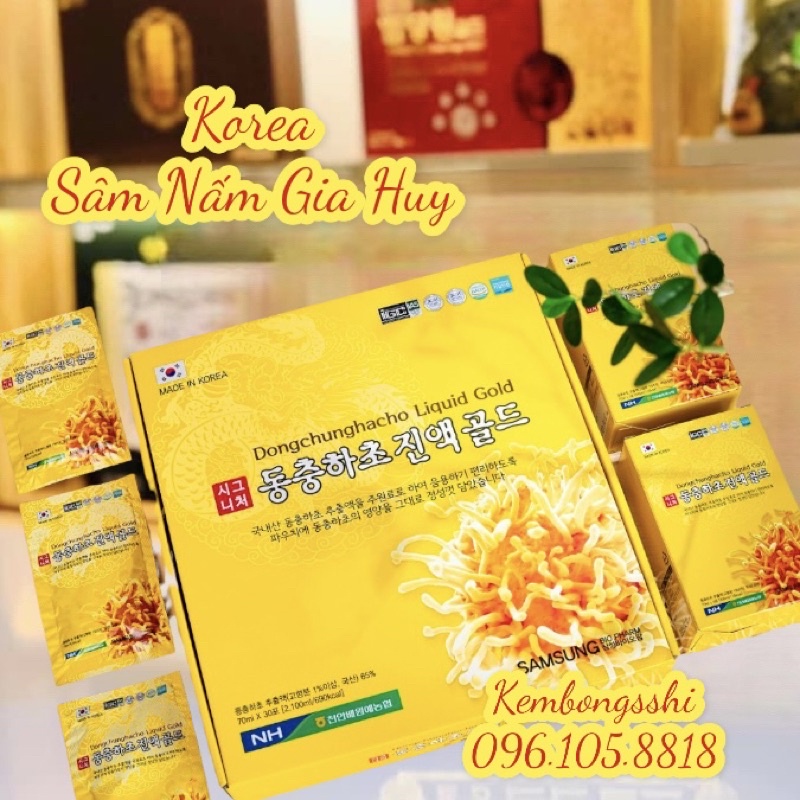 [SỈ TẬN GỐC]Nước Đông trùng Hạ thảo quai xách hộp vàng Hàn Quốc, Hộp 30 gói x 70ml