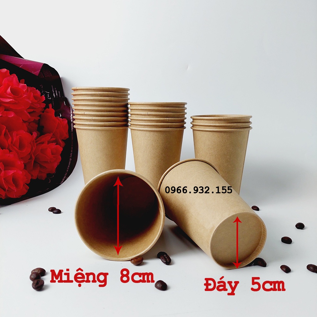 Set 50 cốc giấy nâu 360ml - 12oz ly giấy siêu đẹp NHẬP KHẨU HÀN QUỐC