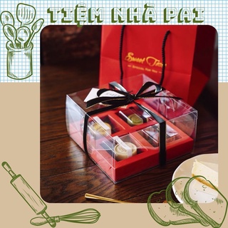 Hộp trung thu 4 ngăn màu đỏ đựng bánh 50-80gr