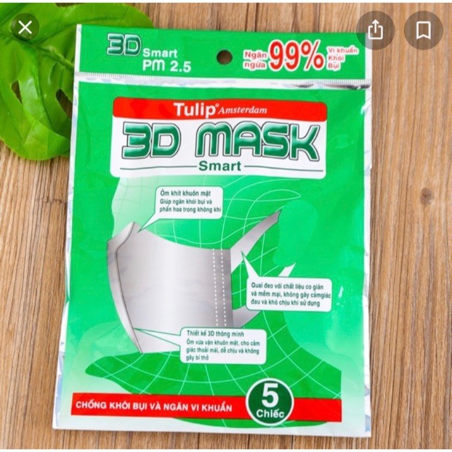 Khẩu Trang 3D mask  Tulip Bịch/ 5 cái