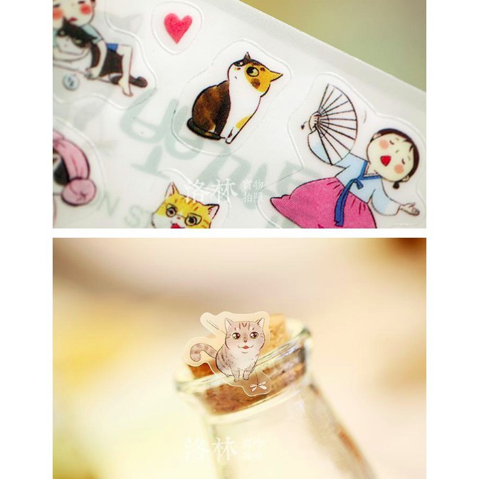 [Set 6 tờ] Sticker mèo béo siêu đáng yêu 9*18cm - Sticker trang trí sổ/ sách vở/ điện thoại  DUASHOP